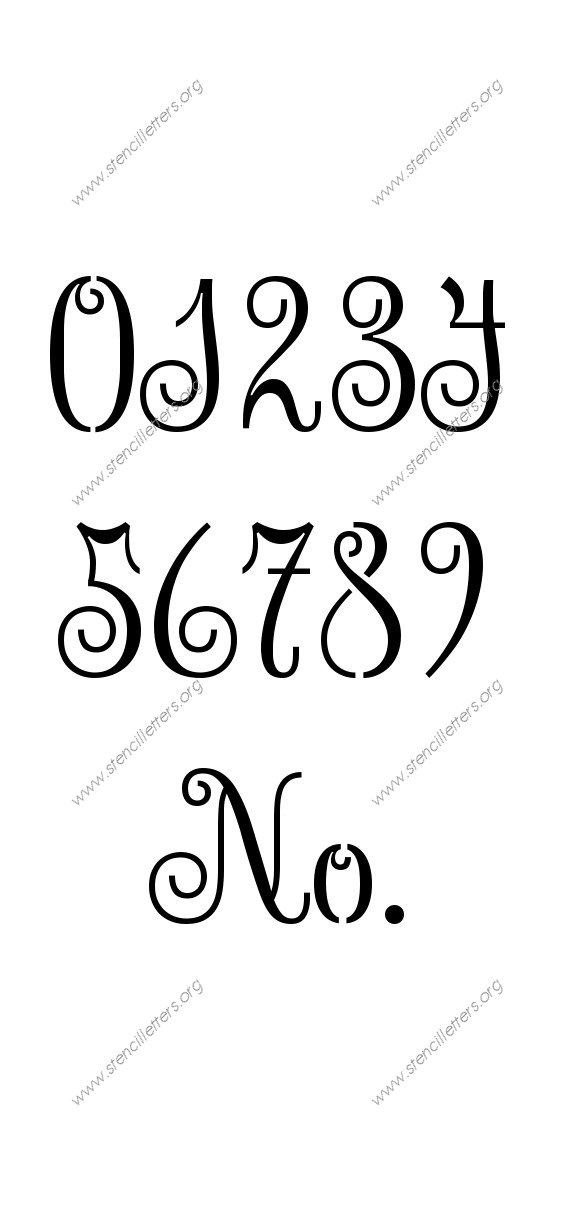 Exquisite Fine Cursive Number Stencil