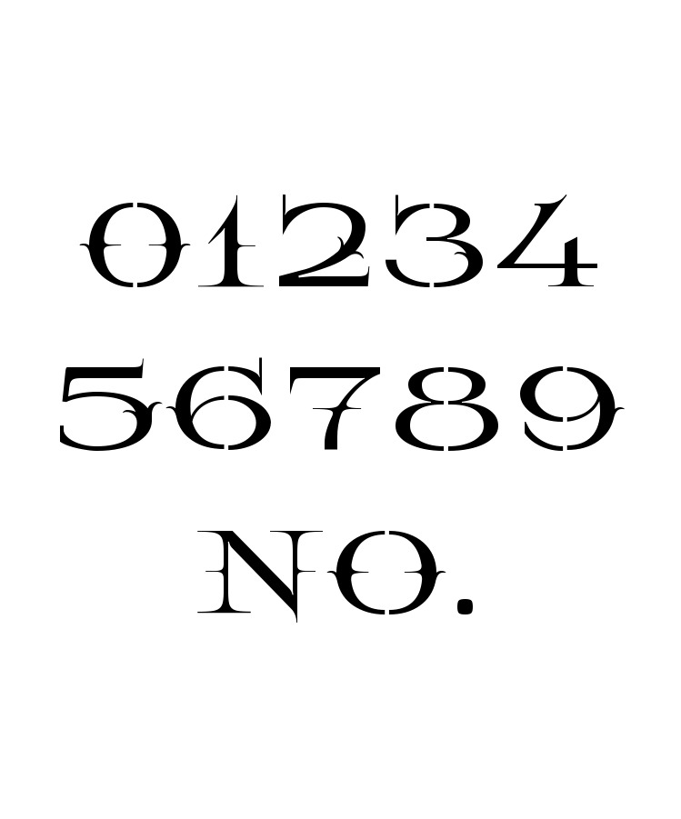All Caps Decorative 0 to 9 number stencils