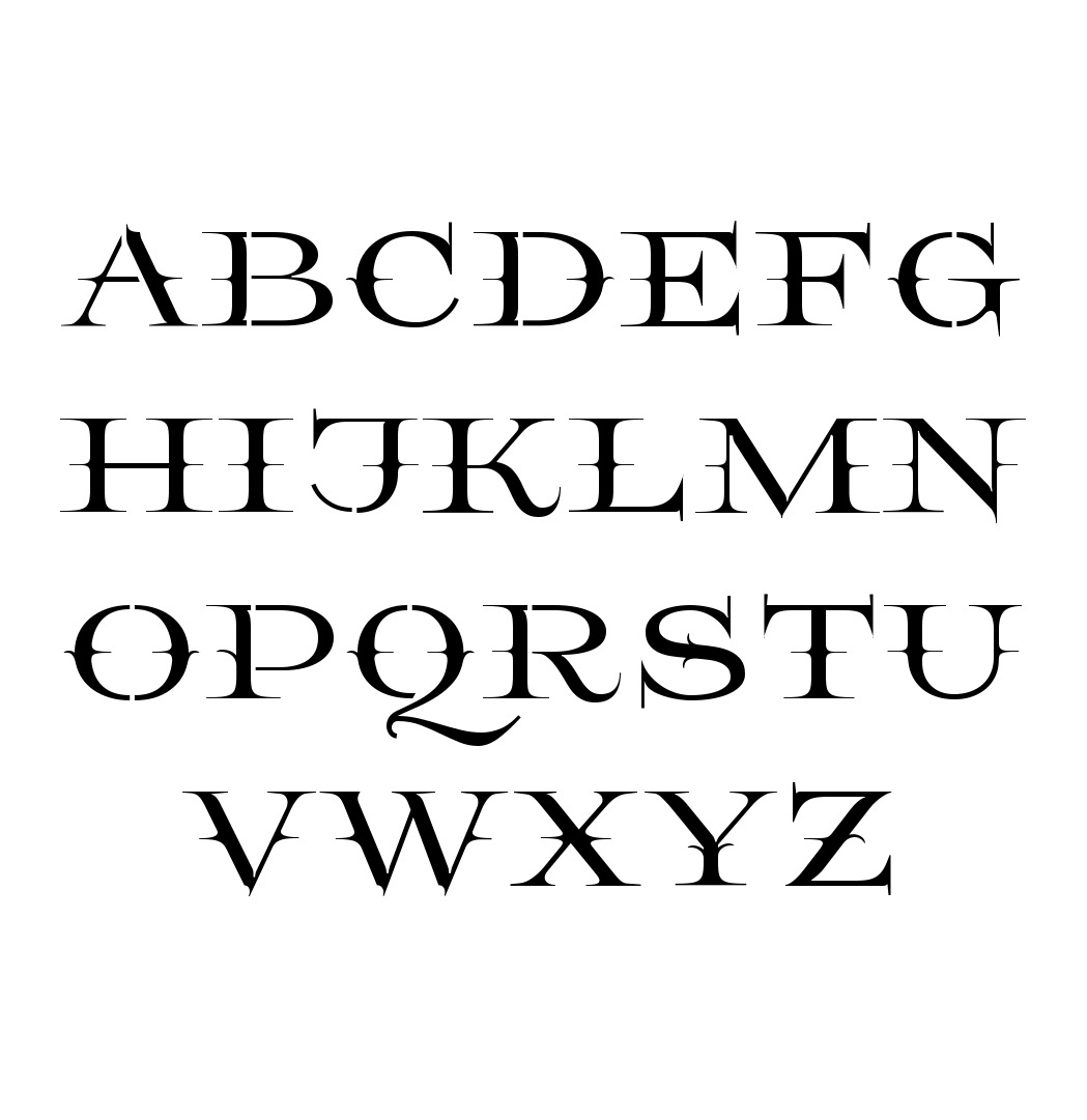 All Caps Decorative A to Z uppercase letter stencils