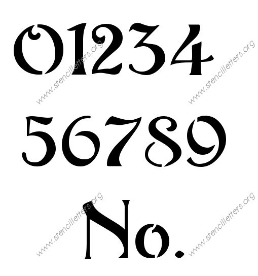 Flowing Art Nouveau 0 to 9 number stencils