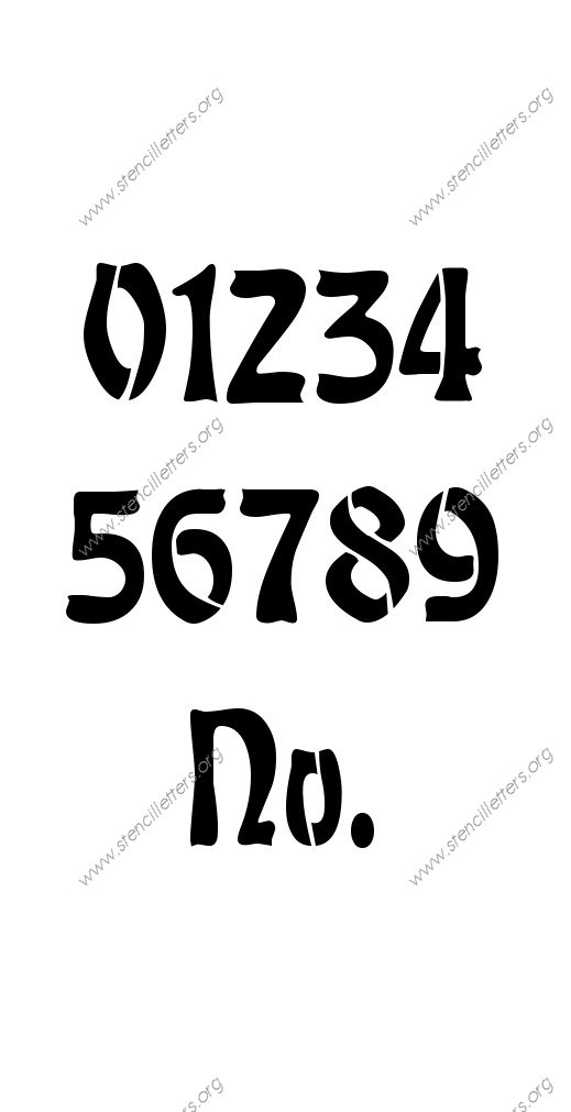 Natural Art Nouveau 0 to 9 number stencils