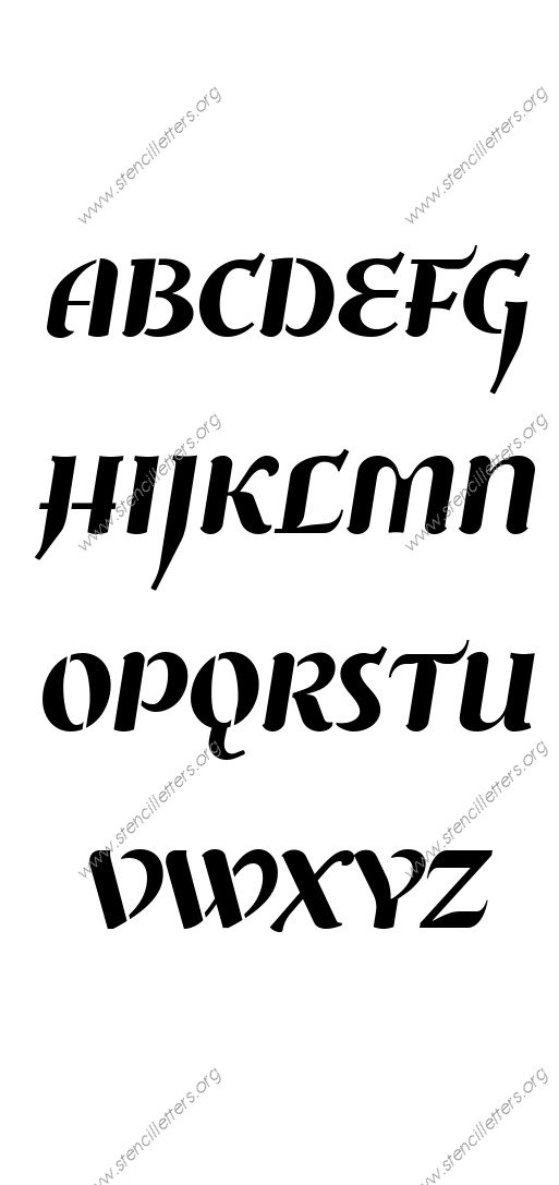 Cursive Flowing A to Z alphabet stencils