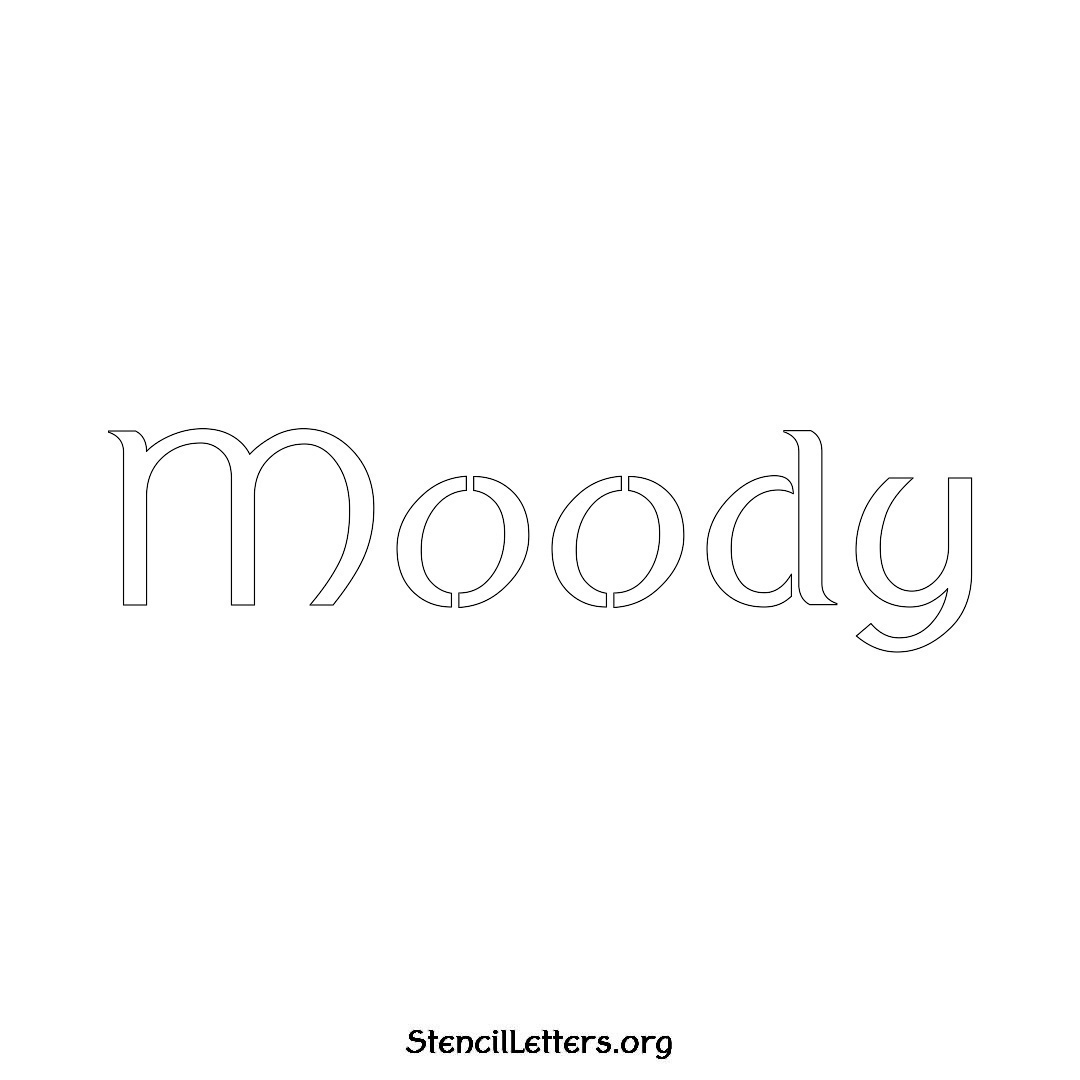 Moody name stencil in Ancient Lettering