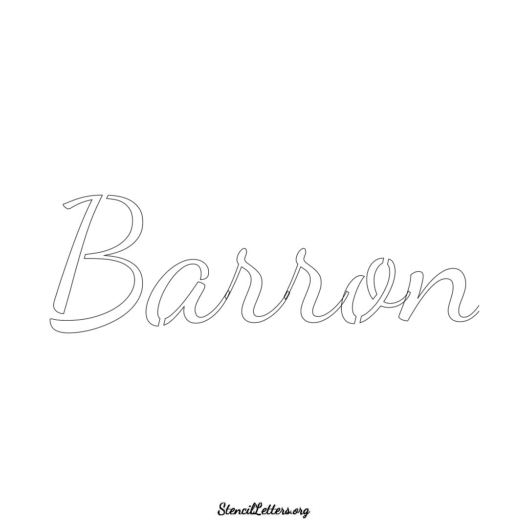 Barron name stencil in Cursive Script Lettering