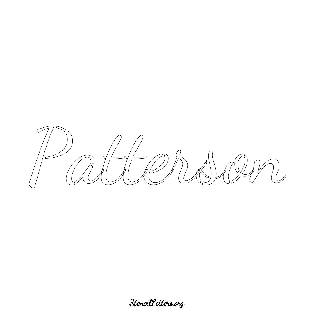 Patterson name stencil in Cursive Script Lettering