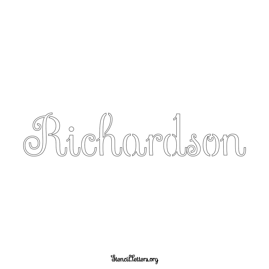 Richardson name stencil in Ornamental Cursive Lettering