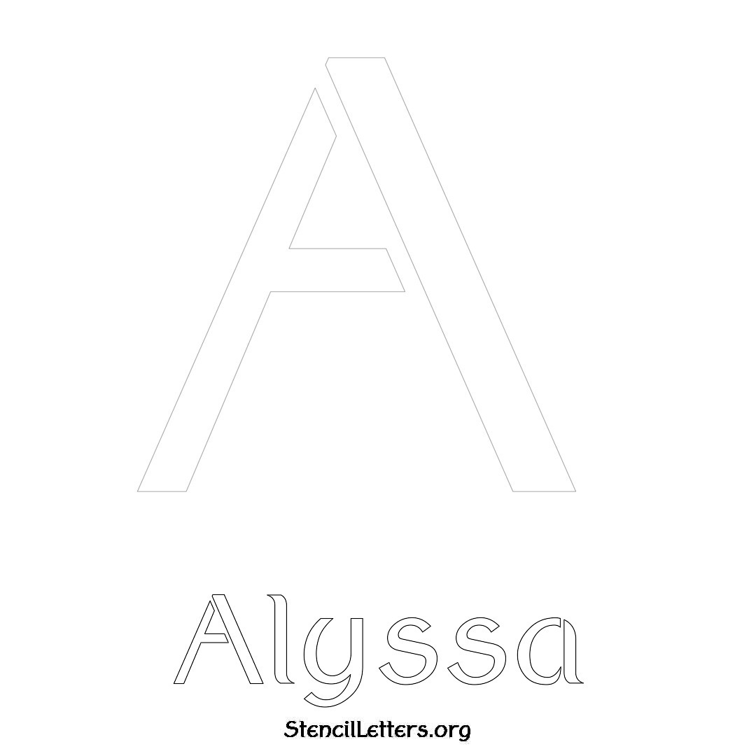 Alyssa printable name initial stencil in Ancient Lettering
