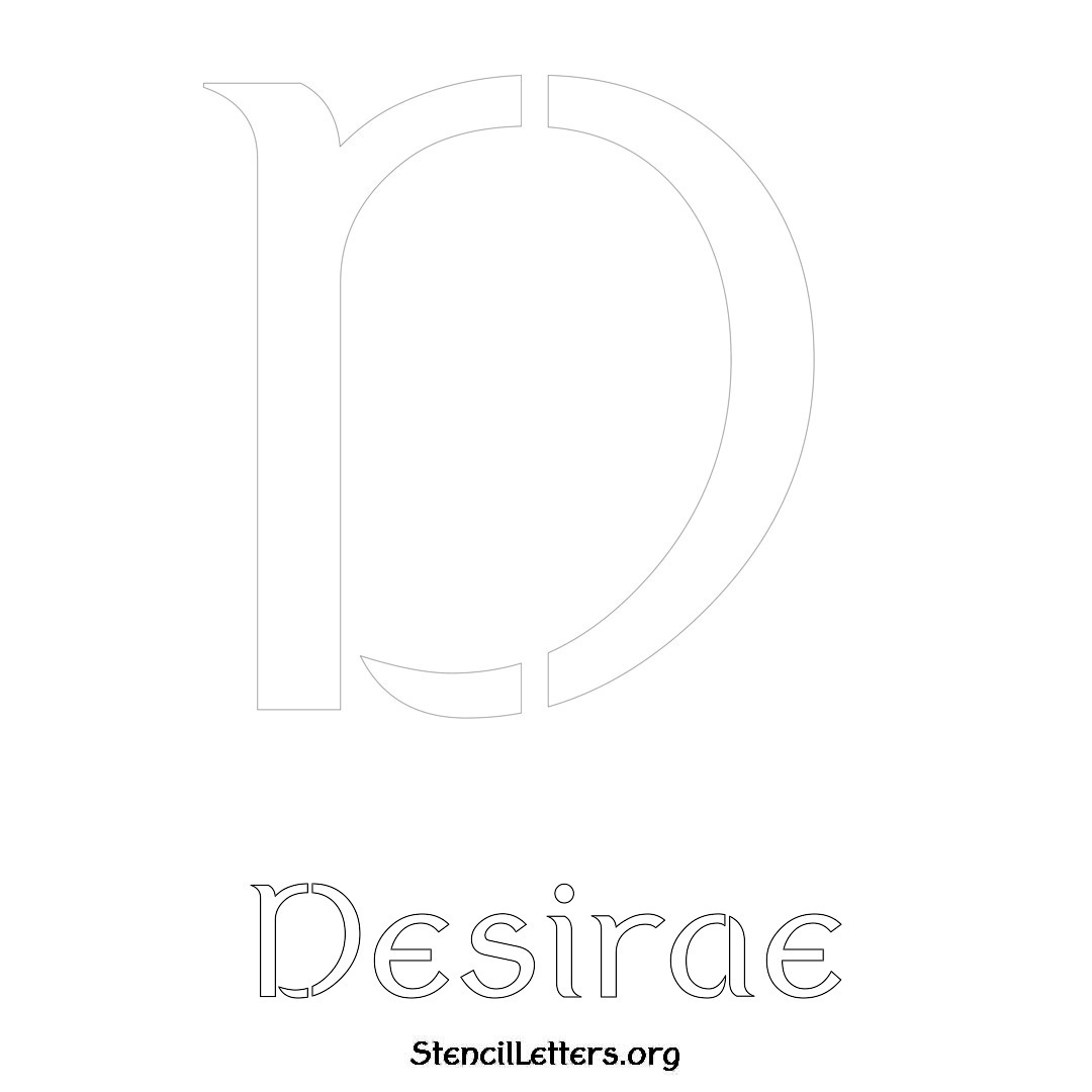 Desirae printable name initial stencil in Ancient Lettering