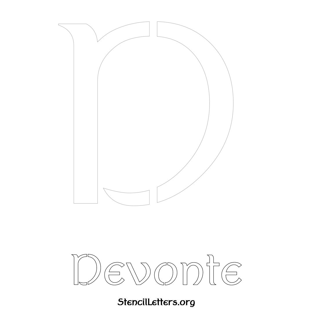 Devonte printable name initial stencil in Ancient Lettering