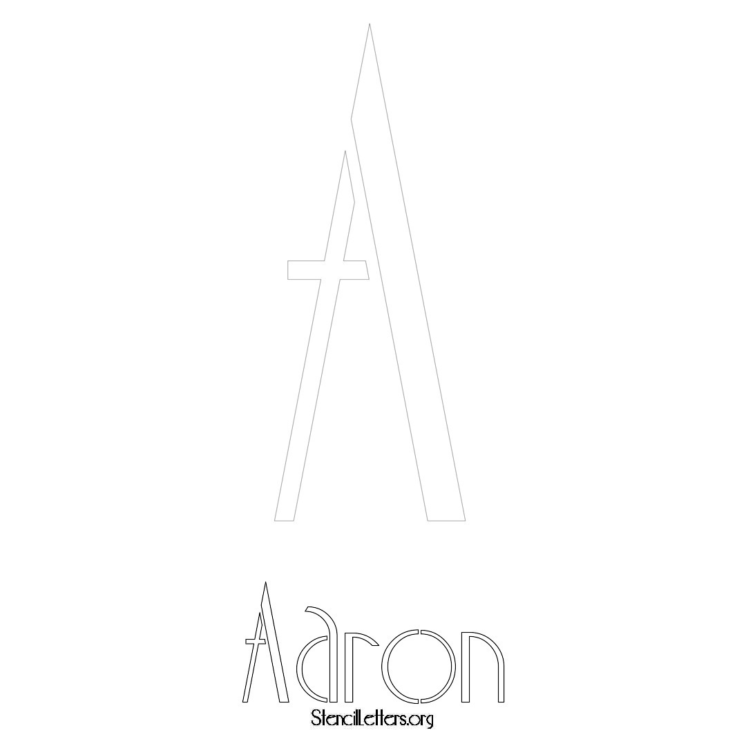 Aaron printable name initial stencil in Art Deco Lettering