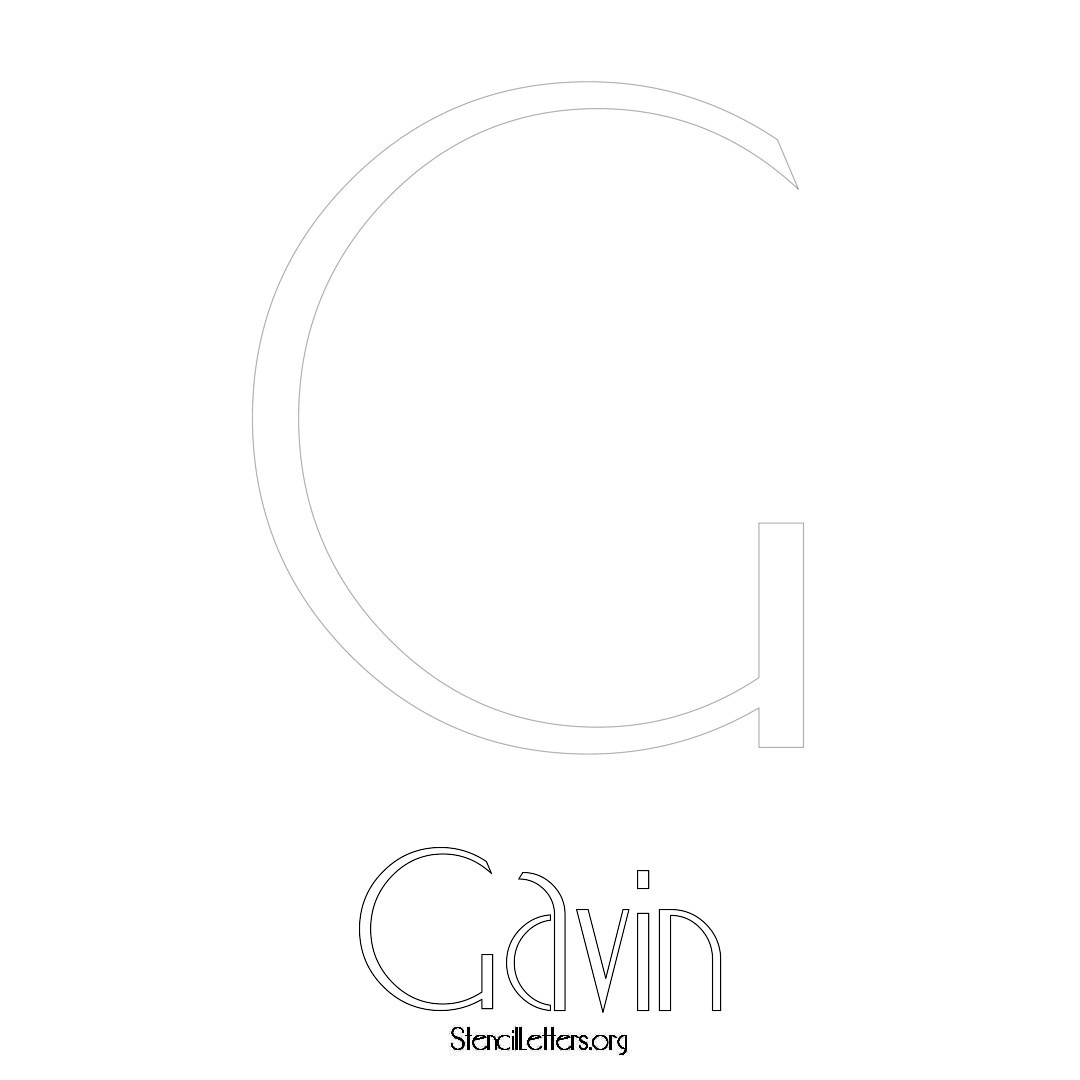 Gavin printable name initial stencil in Art Deco Lettering