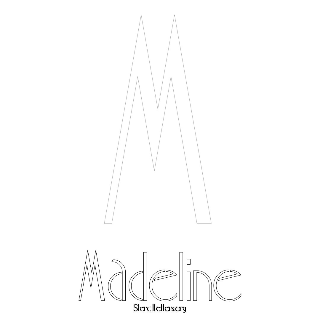 Madeline printable name initial stencil in Art Deco Lettering