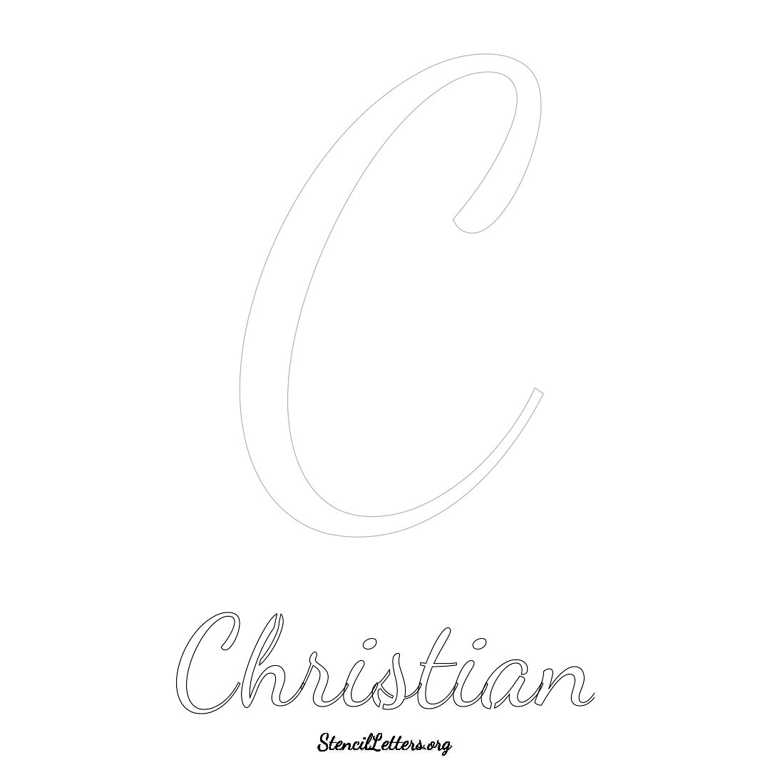 Christian printable name initial stencil in Cursive Script Lettering