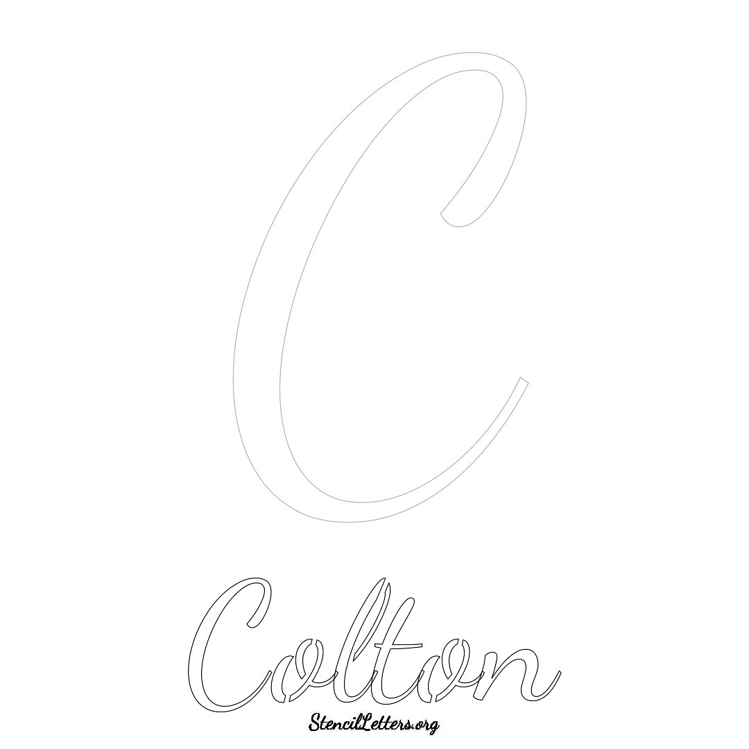 Colton printable name initial stencil in Cursive Script Lettering