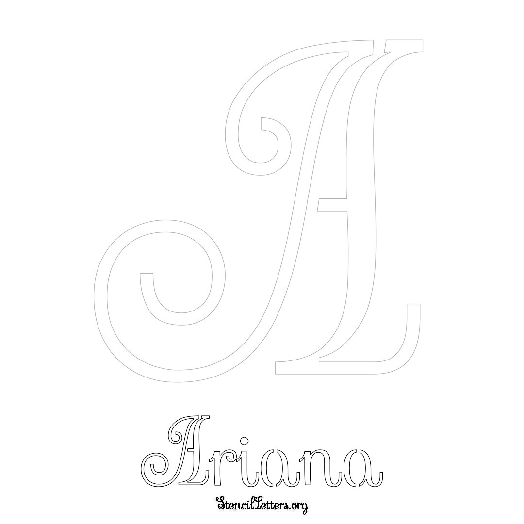 Ariana printable name initial stencil in Ornamental Cursive Lettering