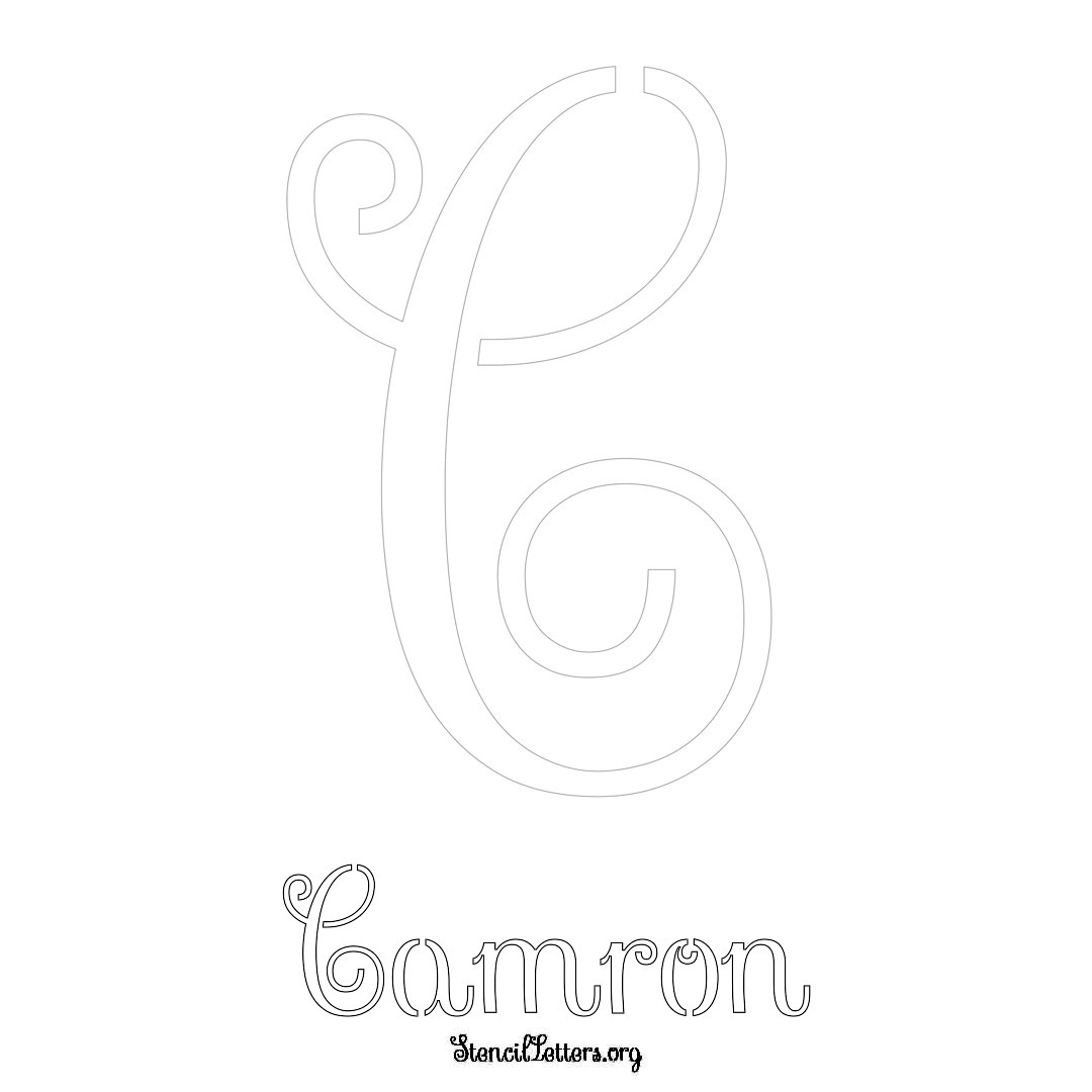 Camron printable name initial stencil in Ornamental Cursive Lettering