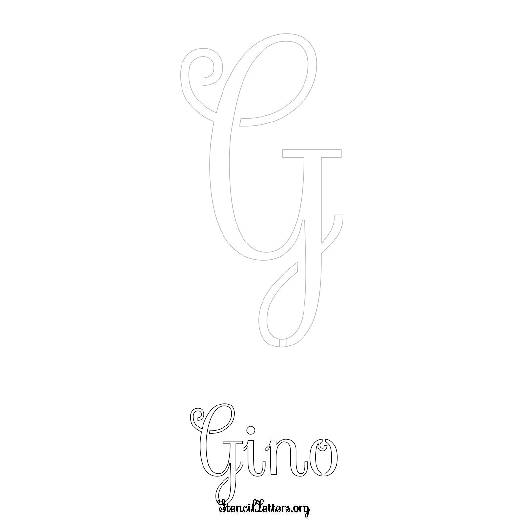 Gino printable name initial stencil in Ornamental Cursive Lettering