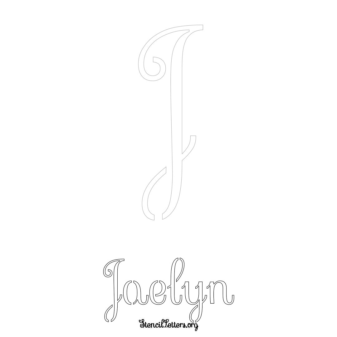 Jaelyn printable name initial stencil in Ornamental Cursive Lettering