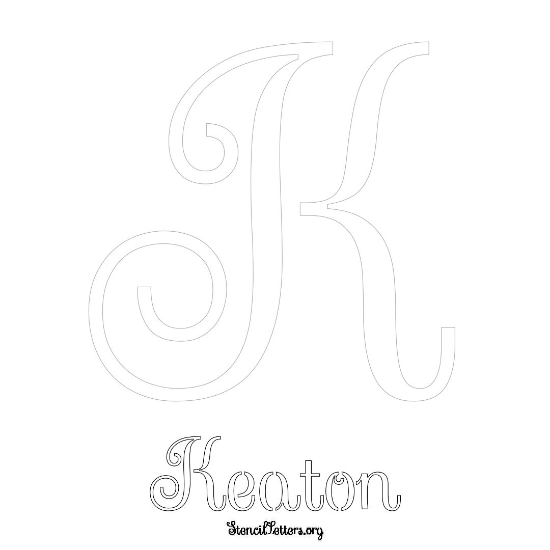 Keaton printable name initial stencil in Ornamental Cursive Lettering
