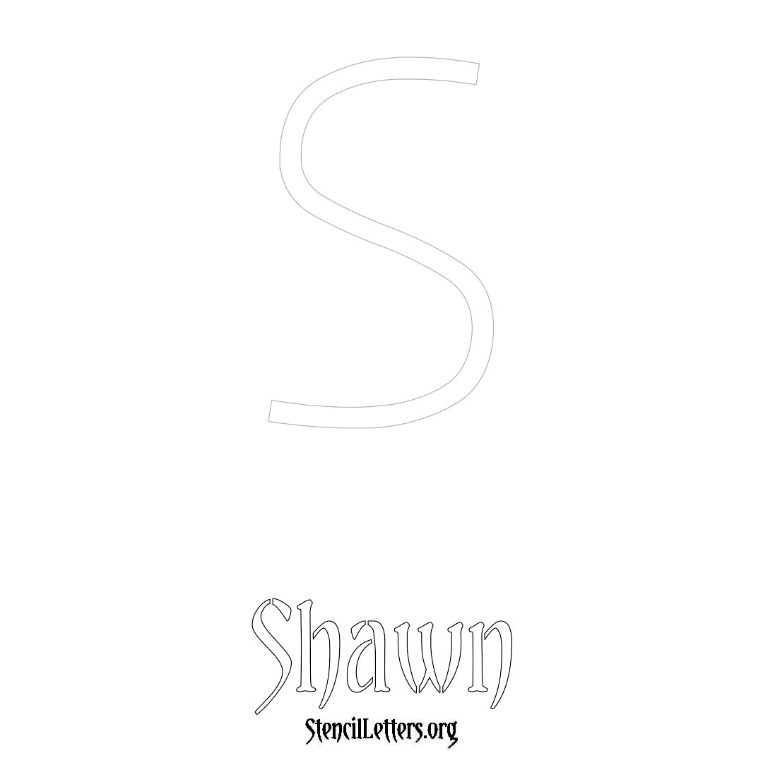 Shawn printable name initial stencil in Simple Elegant Lettering
