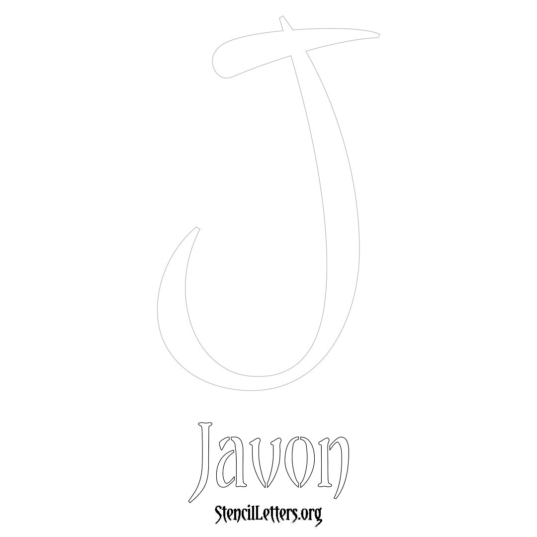 Javon printable name initial stencil in Vintage Brush Lettering