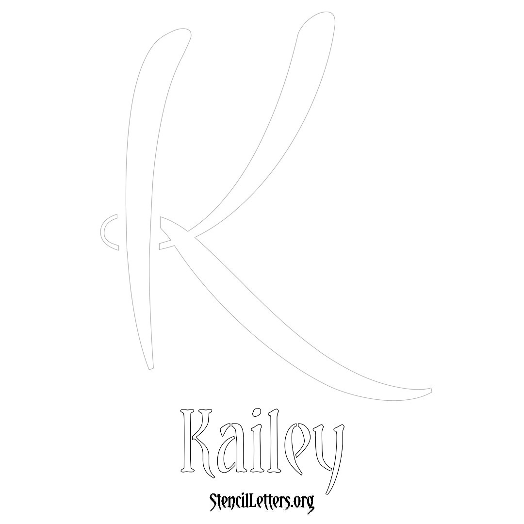 Kailey printable name initial stencil in Vintage Brush Lettering