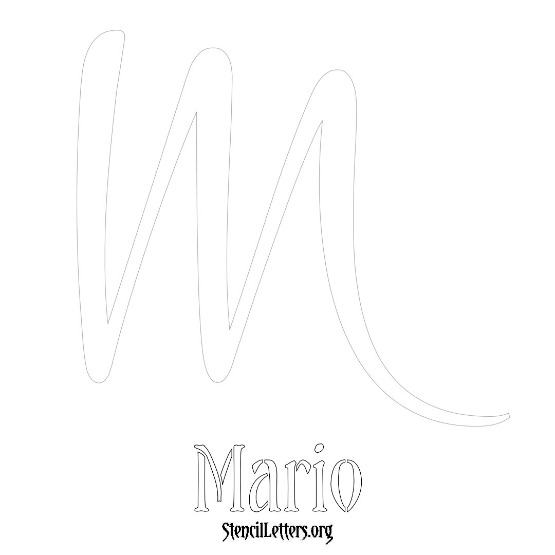 Mario printable name initial stencil in Vintage Brush Lettering