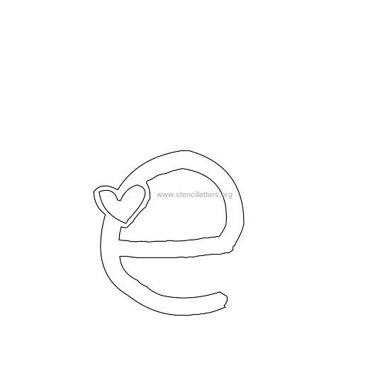 heart design stencil letter e